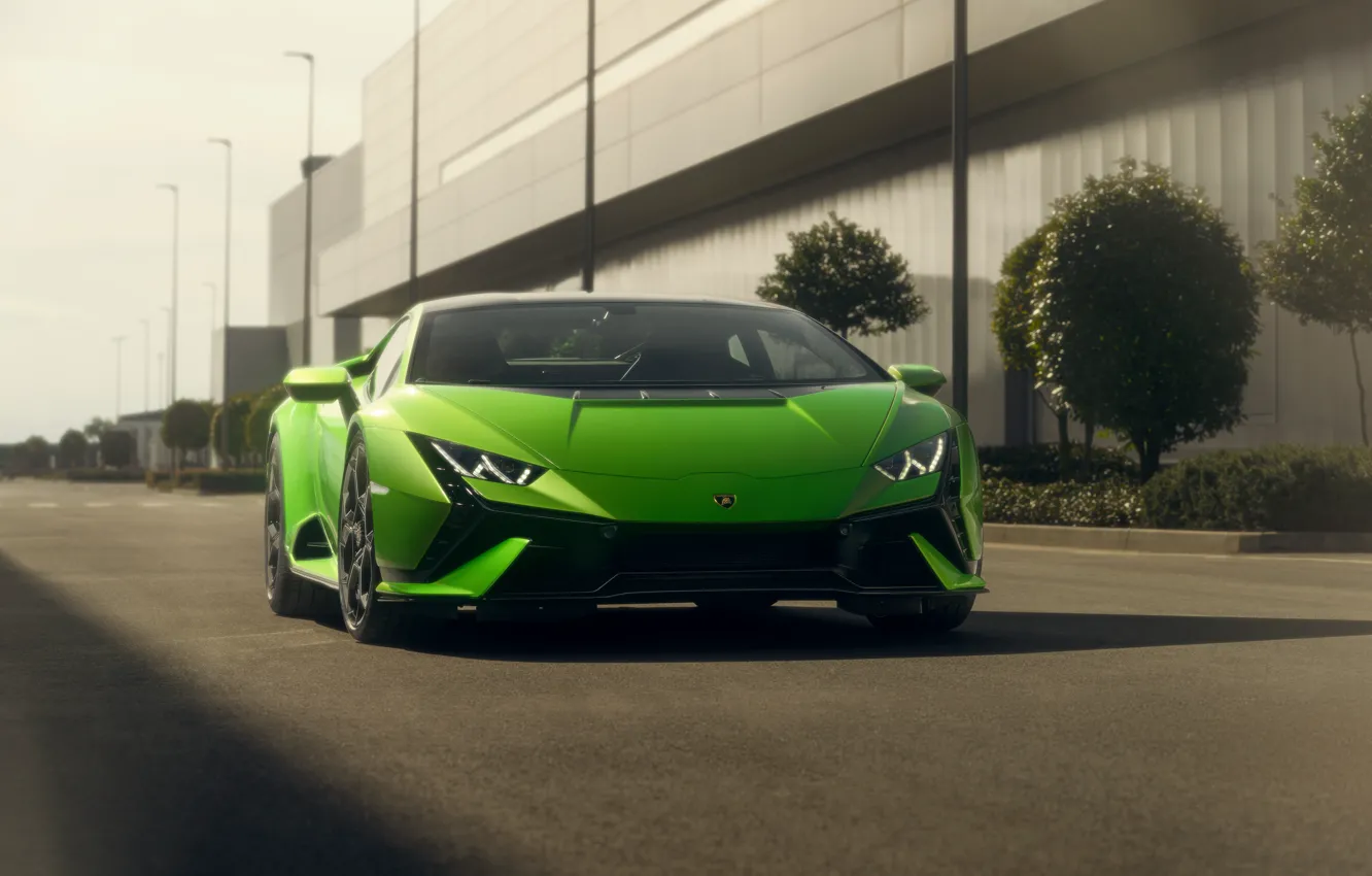 Фото обои зеленый, фары, Lamborghini, ламбо, передок, Huracan, уракан, Lamborghini Huracan Tecnica