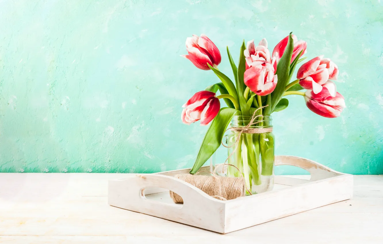 Фото обои цветы, букет, тюльпаны, ваза, розовые