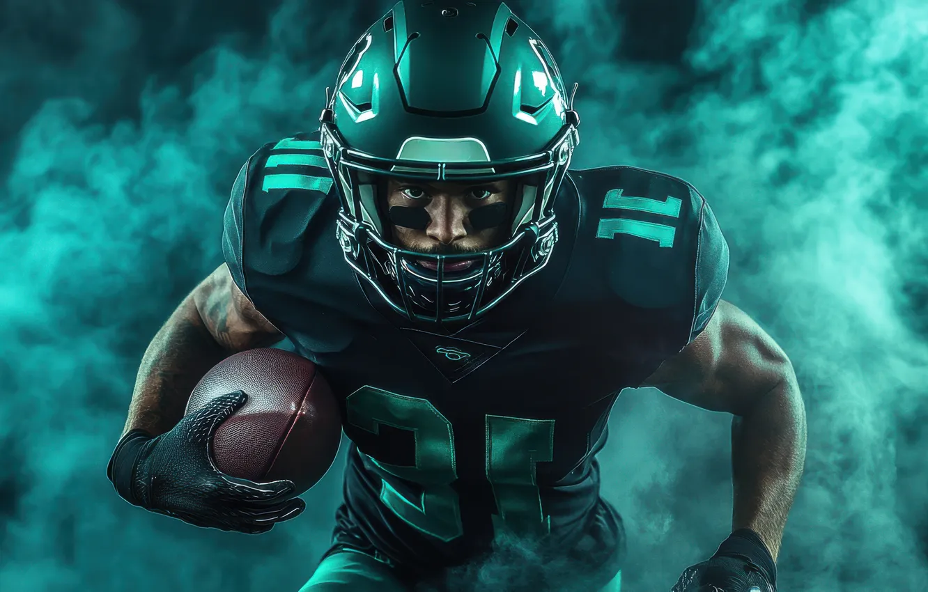 Фото обои style, neon, football, american, player