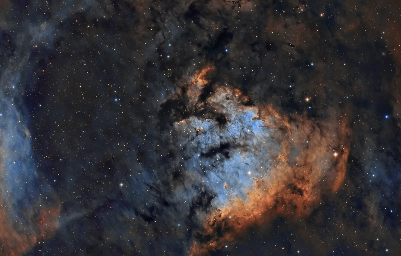 Фото обои туманность, Цефей, в созвездии, эмиссионная, NGC7822