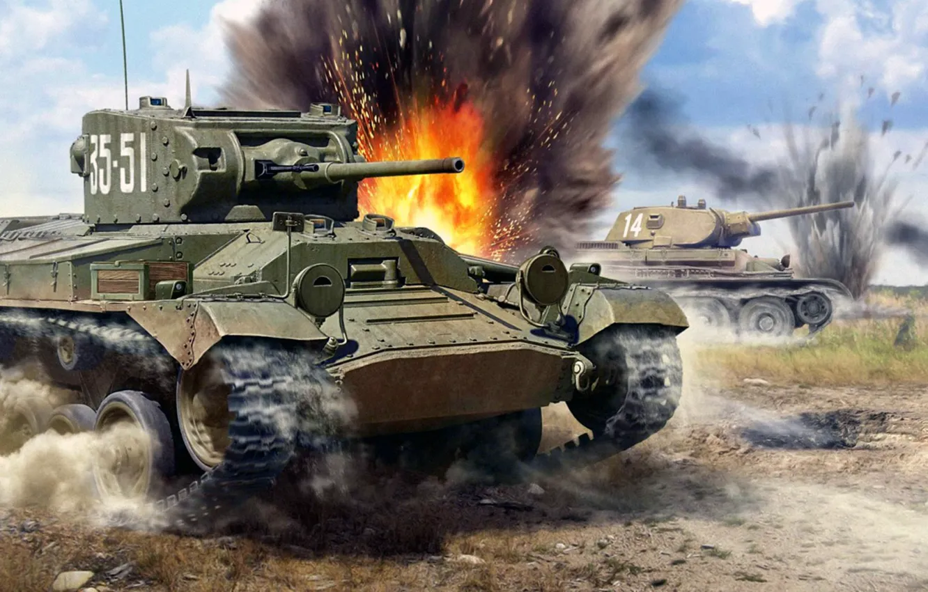 Фото обои рисунок, арт, т-34, Валентайн, Пехотный танк, Mk.III, британский пехотный танк периода Второй мировой войны, Infantry …