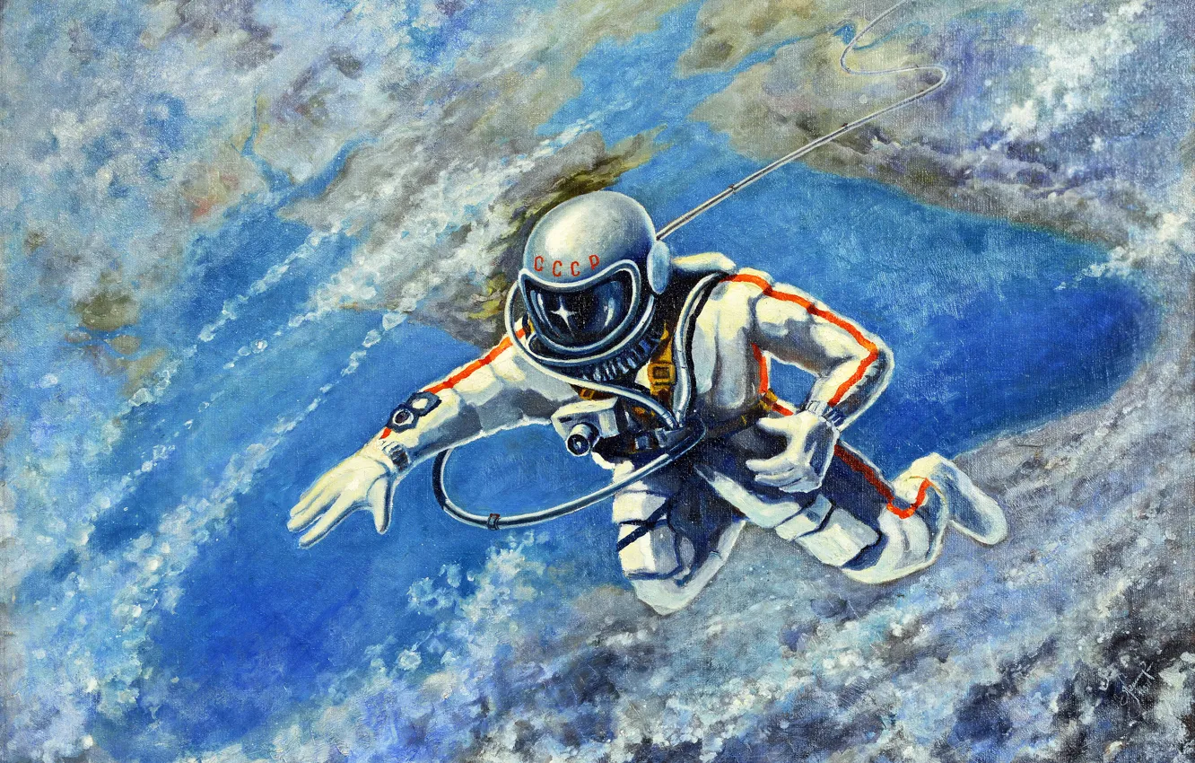 Фото обои космос, космонавт, 1973, Алексей Леонов