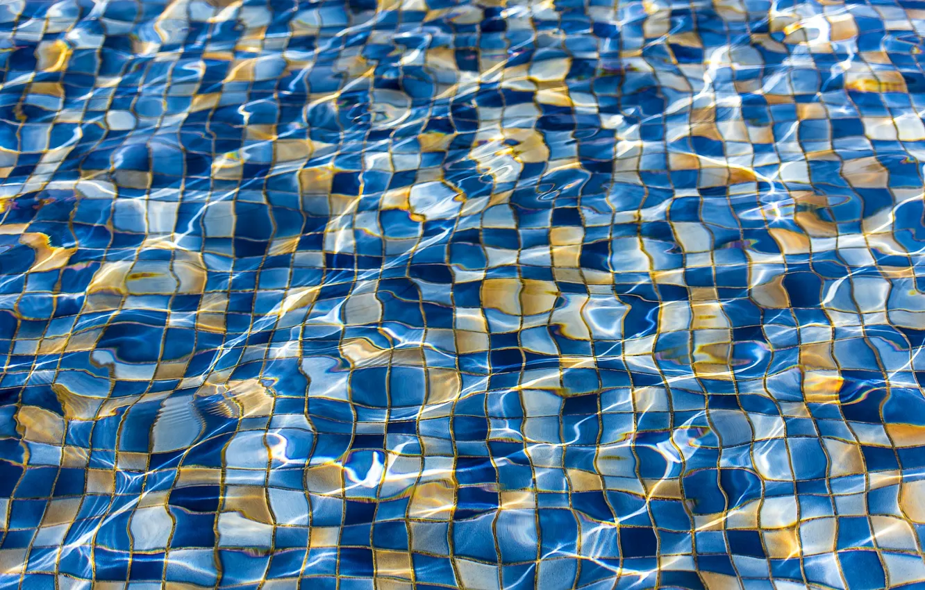 Фото обои вода, текстура, бассейн, мозайка