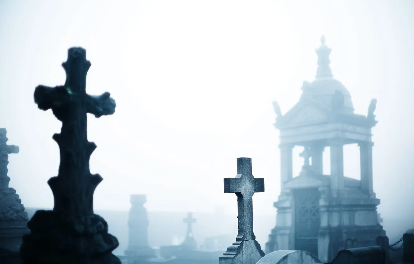 Фото обои кресты, могилы, склеп, Кладбище