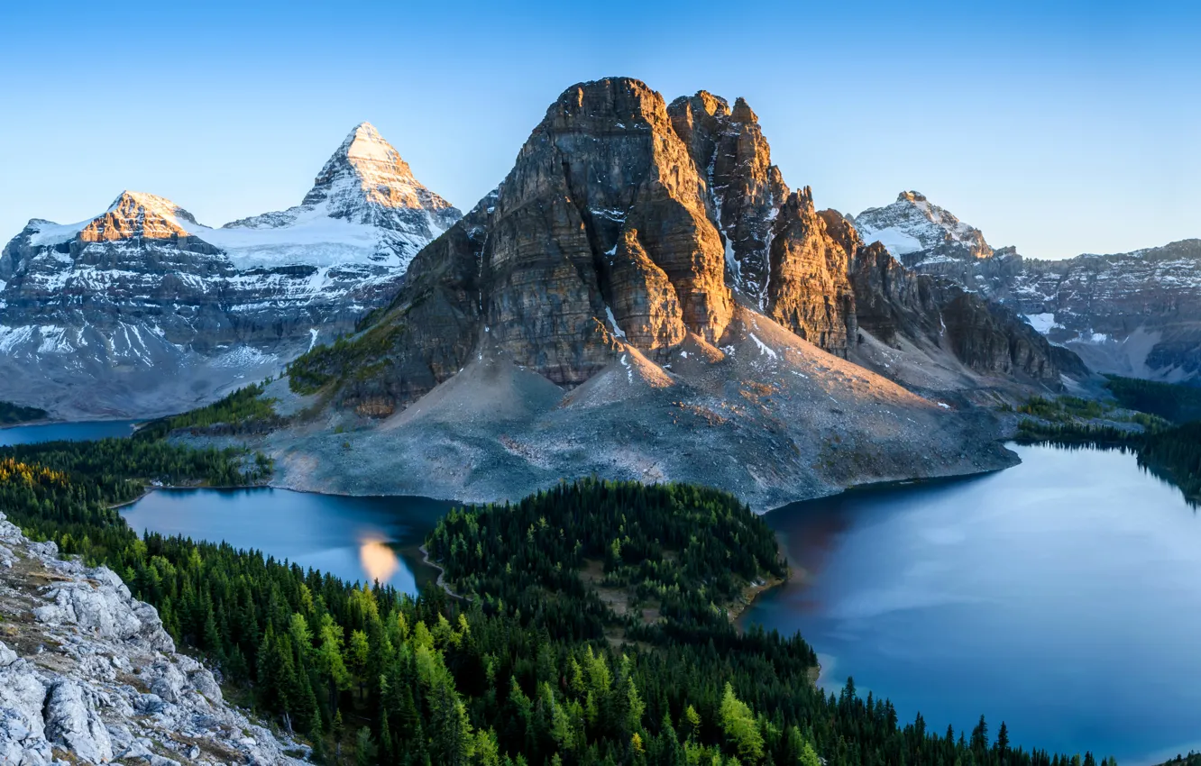 Фото обои деревья, горы, камни, скалы, Канада, леса, озёра, Банф