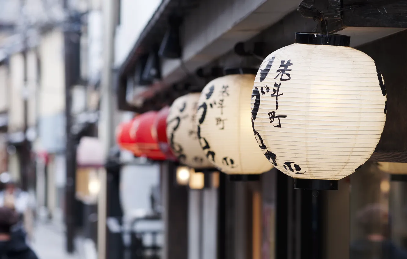 Фото обои Japan, Kyoto, bokeh, geisha, Lanterns, Pontocho, Hanamachi, Nakagyo-ku