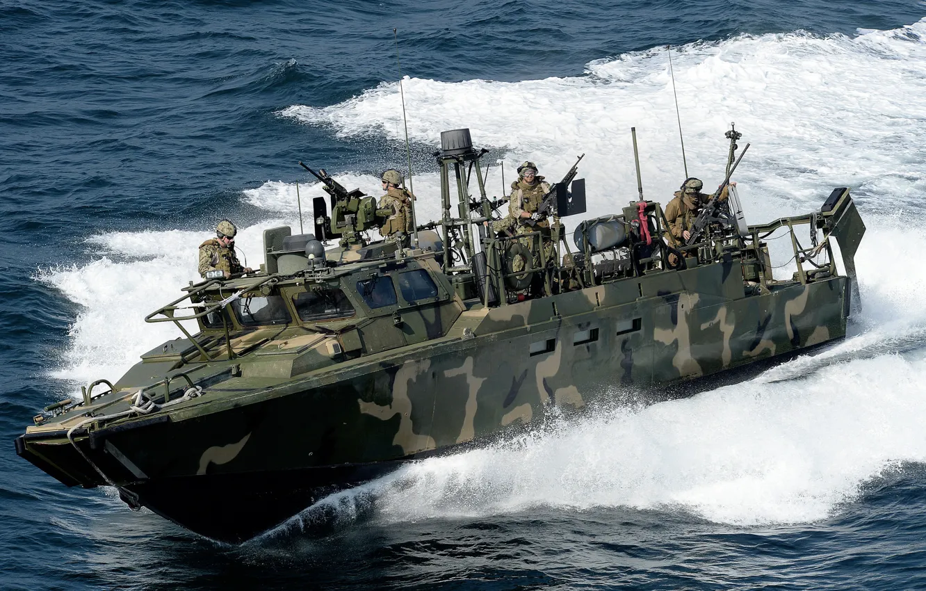 Фото обои волны, лодка, солдаты, морская, RCB, командная