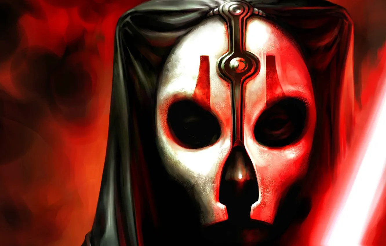 Фото обои лицо, маска, Star Wars, световой меч, Knights of the Old Republic, The Sith Lords