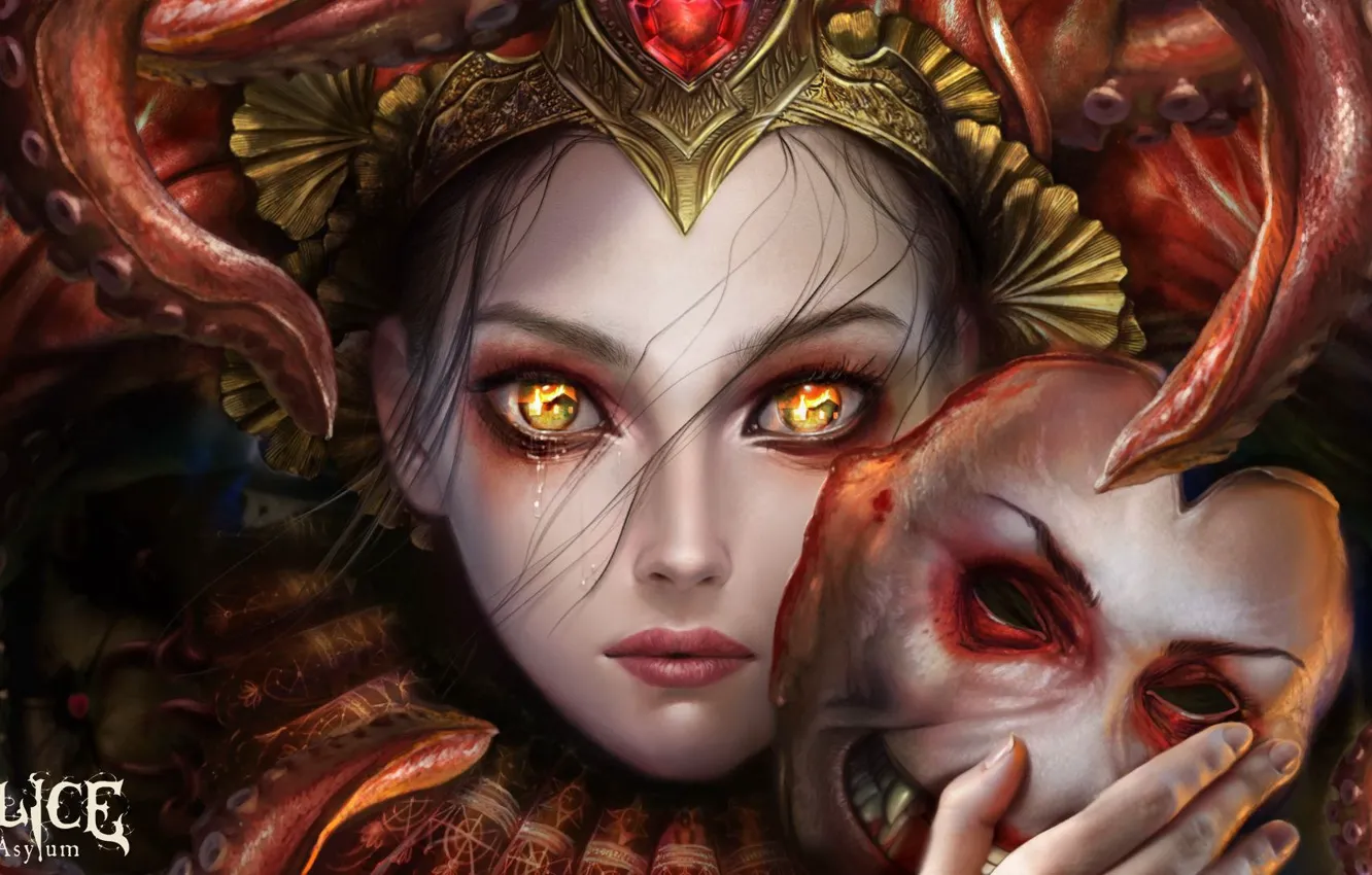 Фото обои game, art, queen, mask, American McGee, Alice: Asylum