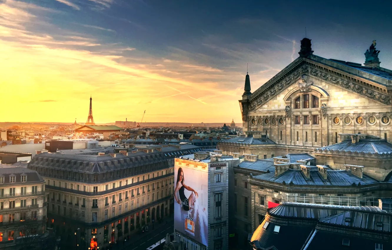 Фото обои Франция, Париж, Opera, Eiffel Tower