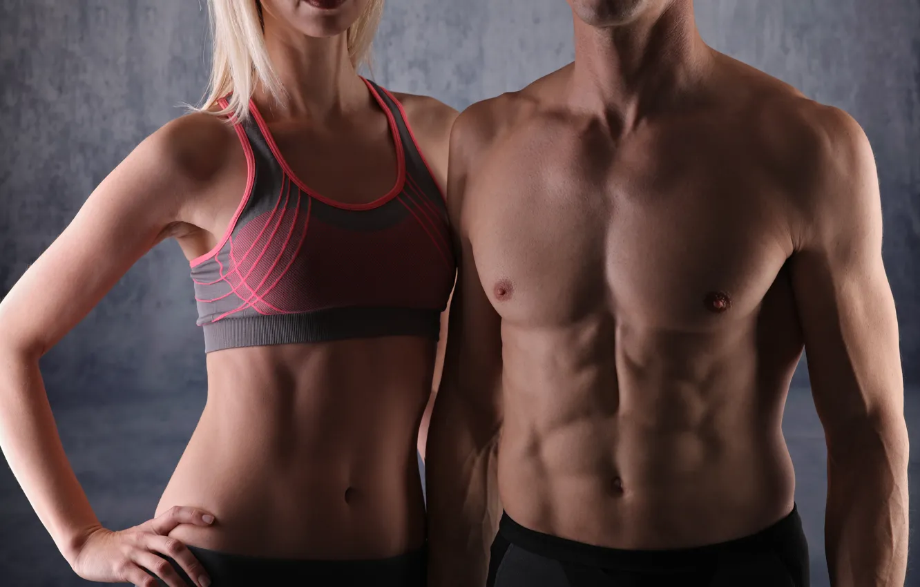 Фото обои girl, abs, fitness, men