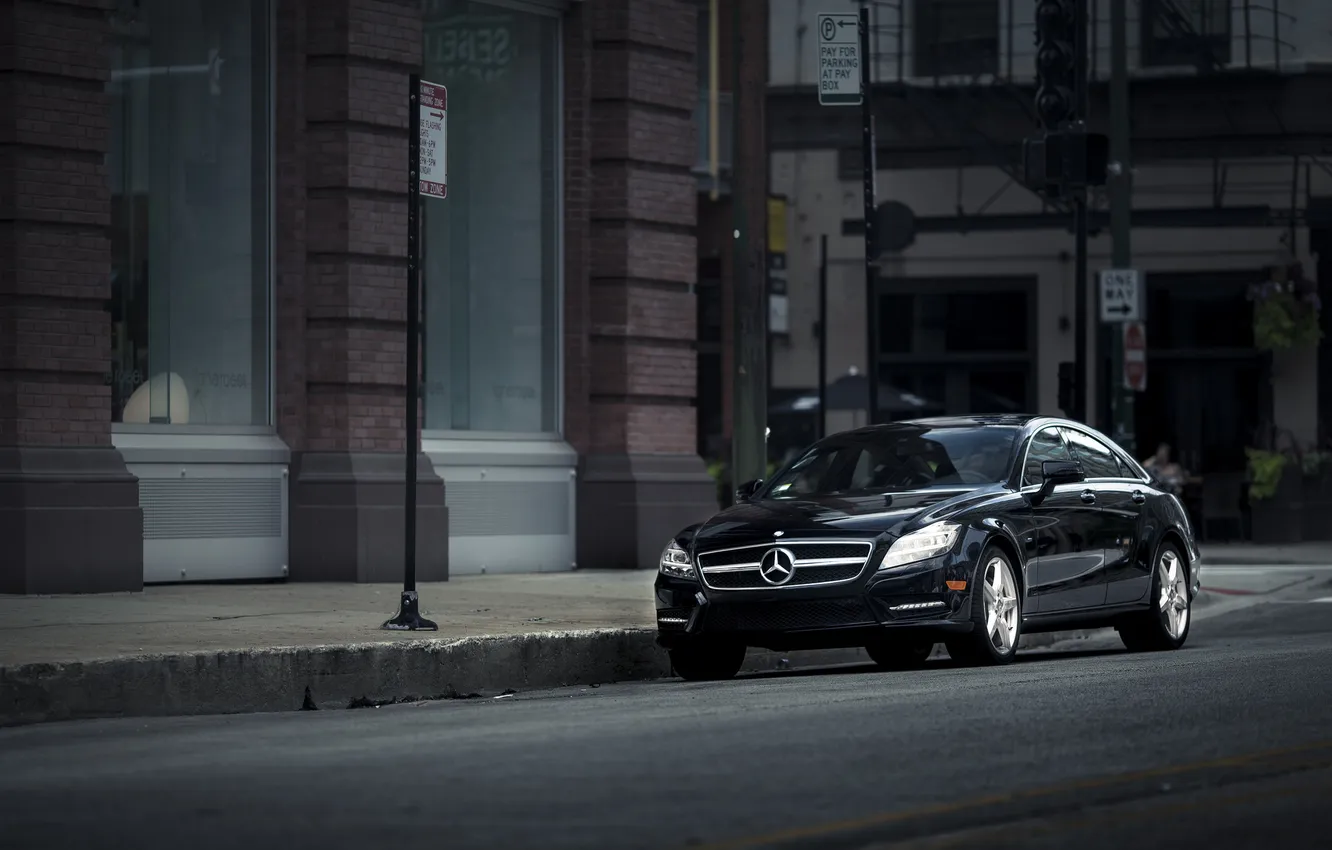 Фото обои машина, улица, автомобиль, Mercedes CLS