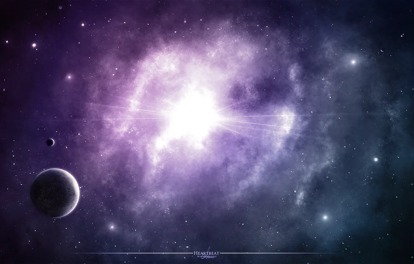 Фото обои космос, звезды, туманность, свечение, фиолетовая