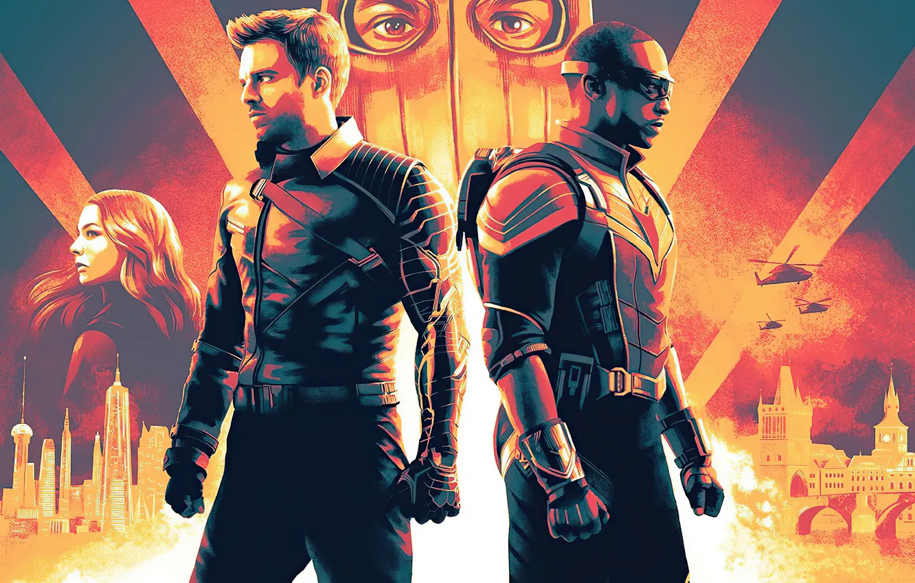 Фото обои фон, арт, сериал, постер, комикс, костюмы, MARVEL, Anthony Mackie