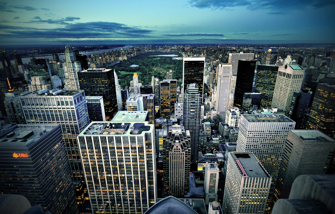 Фото обои небо, Нью-Йорк, небоскрёбы, New-York