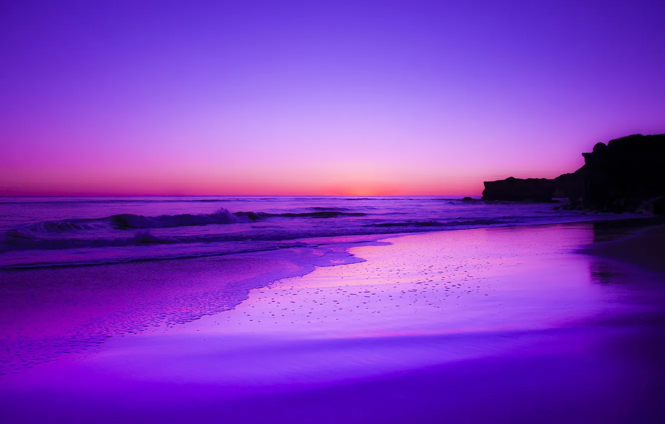 Фото обои песок, пляж, океан, рассвет