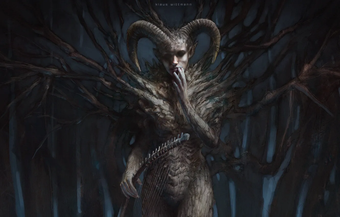 Фото обои существо, инструмент, driad