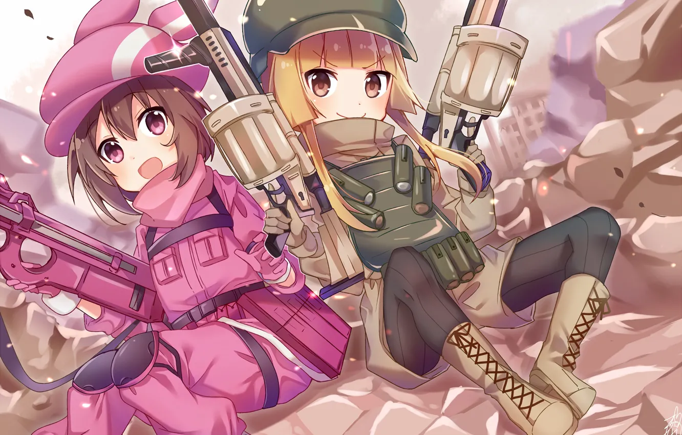 Фото обои оружие, девочки, аниме, Sword Art Online, Sword Art Online Alternative: Gun Gale Online