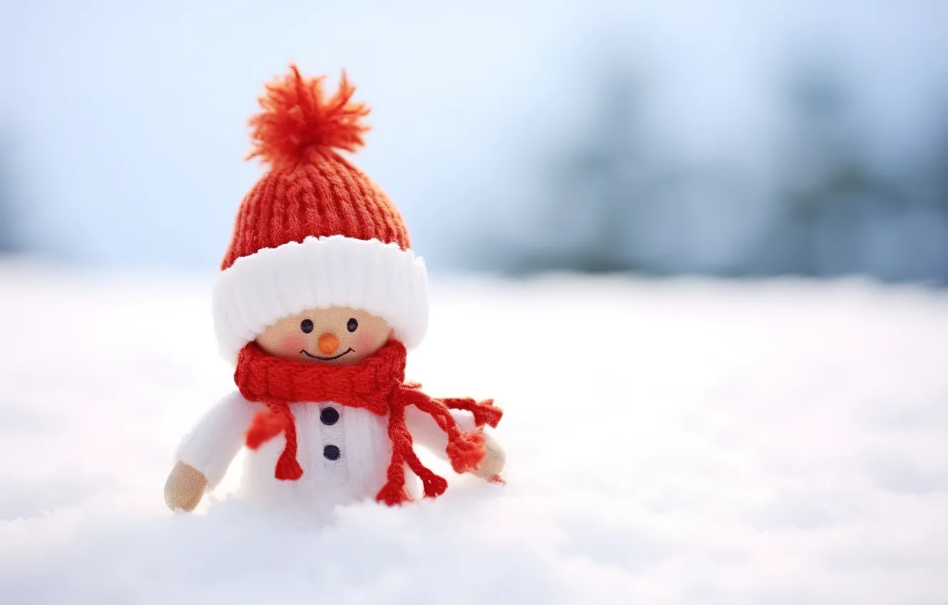 Фото обои зима, снег, снежинки, Новый Год, Рождество, снеговик, happy, Christmas