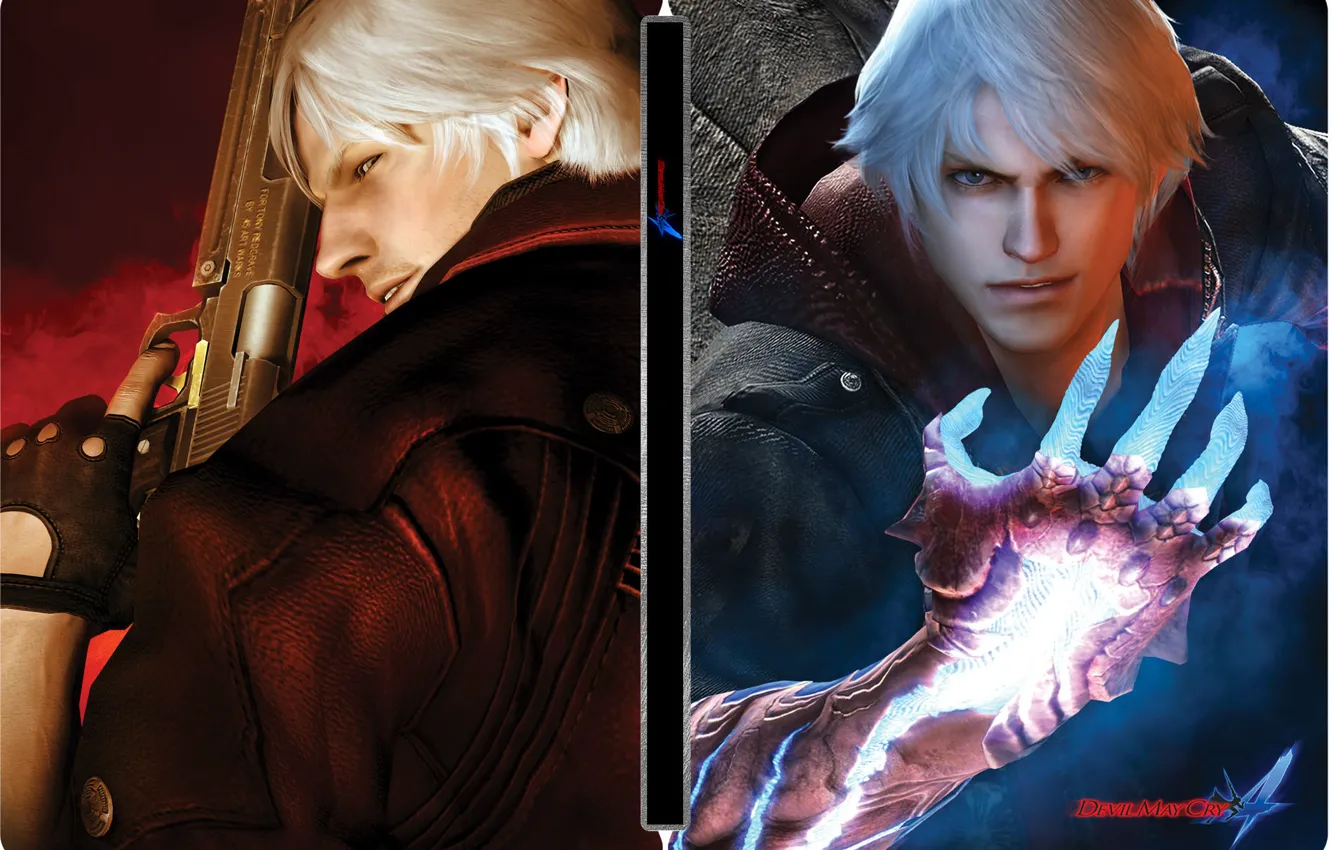 Фото обои Данте, Неро, Devil May Cry 4, Red Queen, Tri, Rebelion