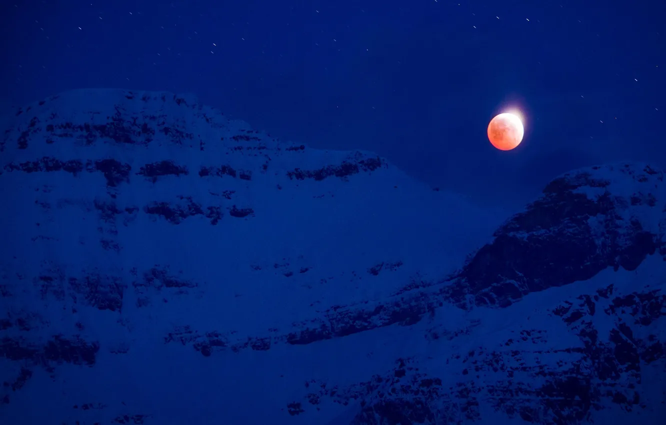 Фото обои ночь, Луна, Канада, полнолуние, гора Ассинибойн