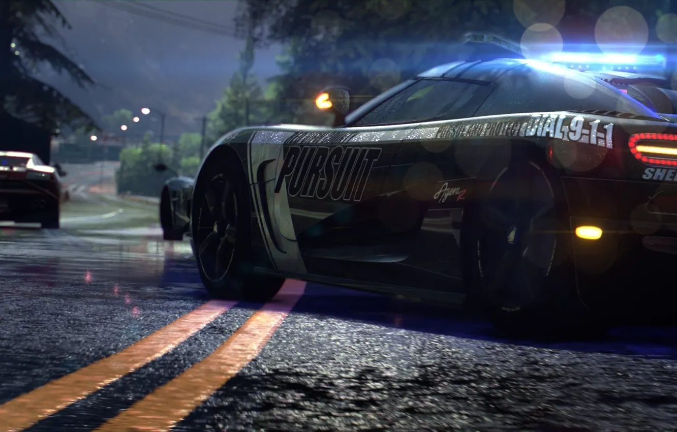 Фото обои ночь, полиция, погоня, Koenigsegg, суперкары, Need for Speed Rivals