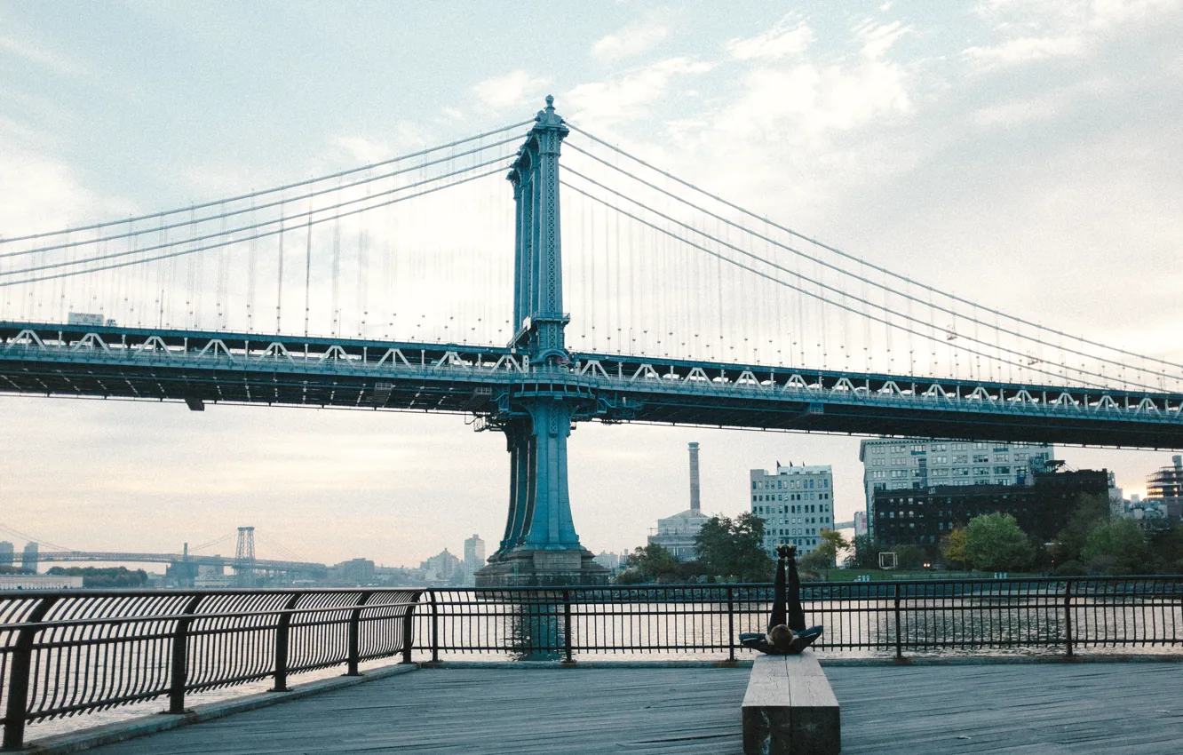 Фото обои мост, USA, америка, сша, New York City, нью йорк, бруклинский мост
