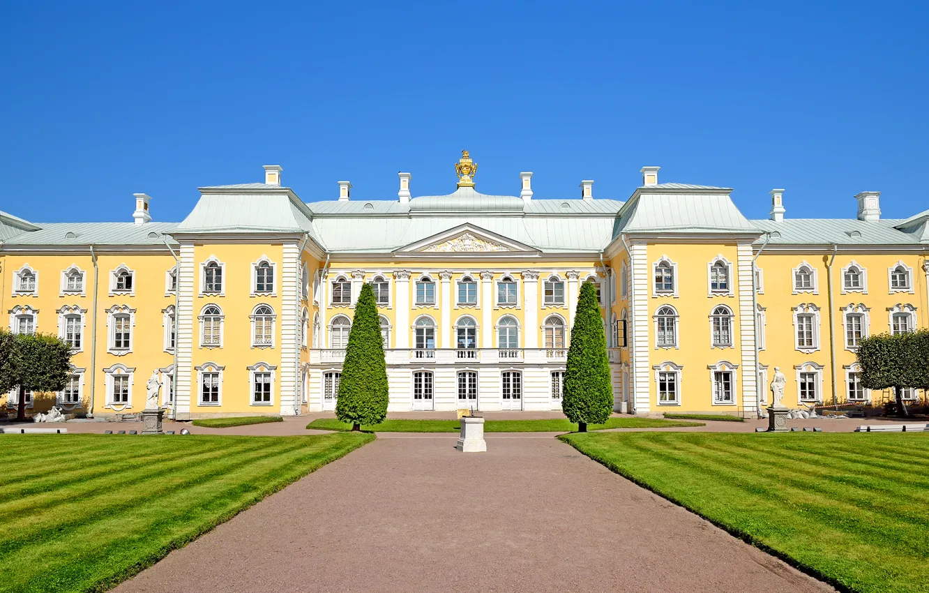 Фото обои газон, дорожки, Санкт-Петербург, Россия, дворец, скульптуры, Peterhof