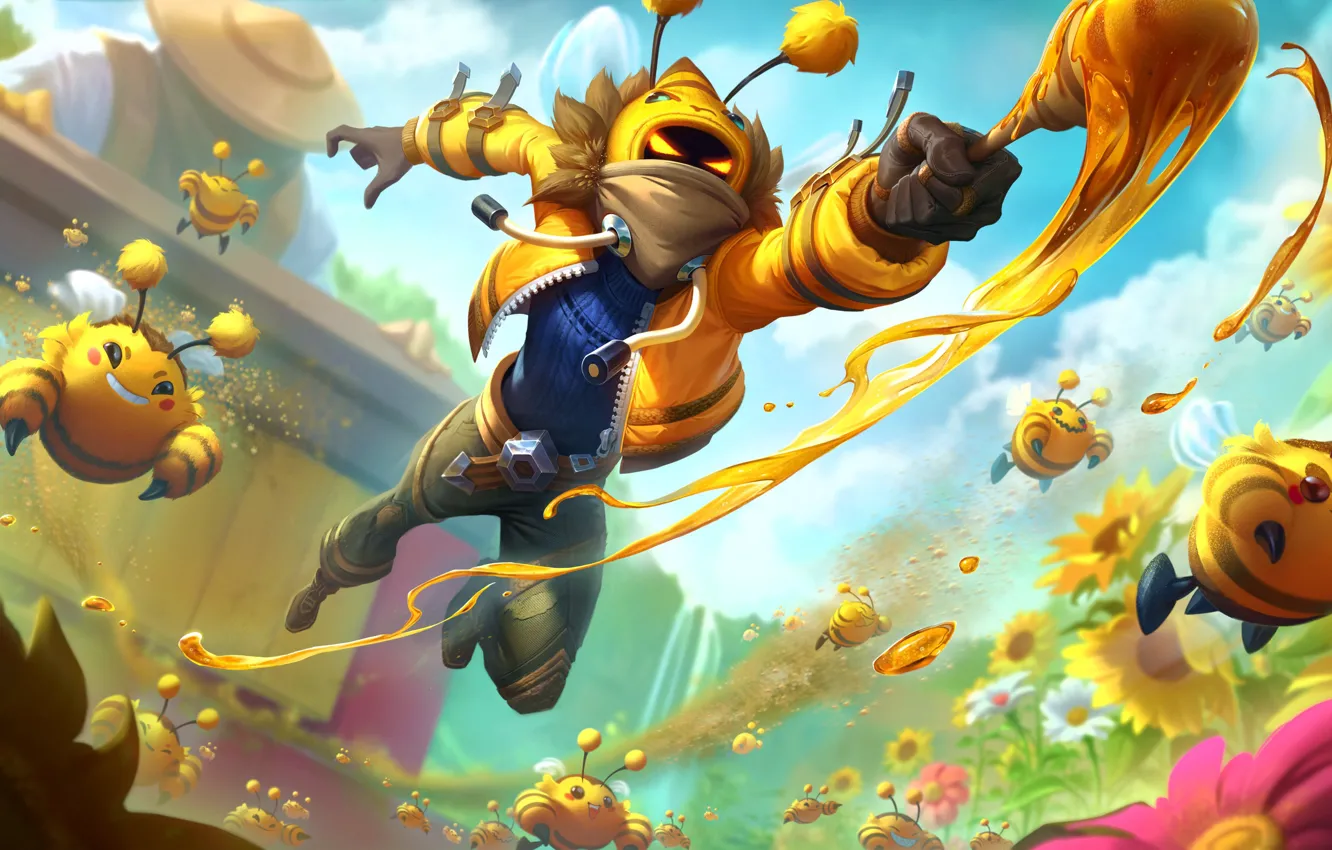 Фото обои цветы, фэнтези, пчелы, League of Legends, Singed, Riot Games, Malzahar, West Studio