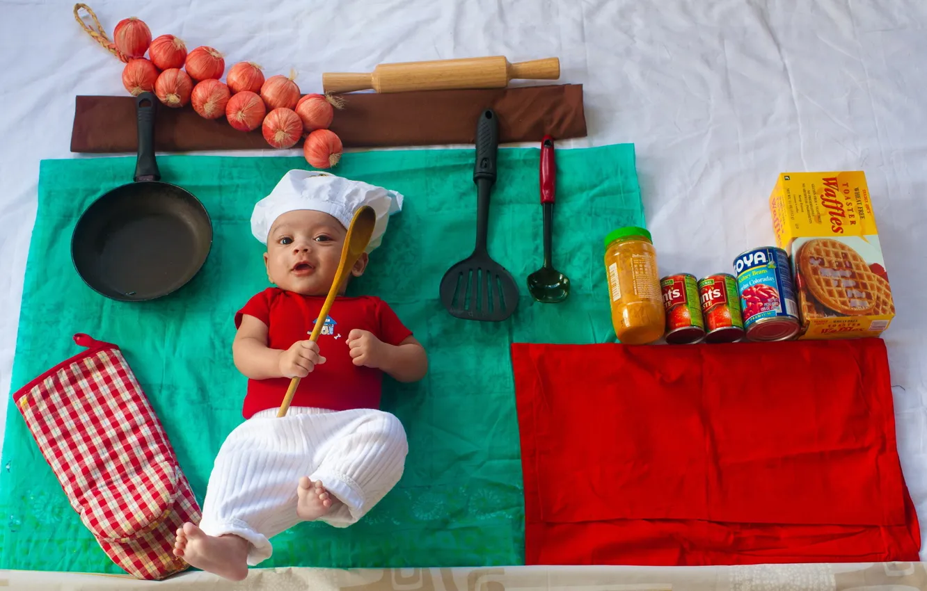 Фото обои настроение, мальчик, малыш, кухня