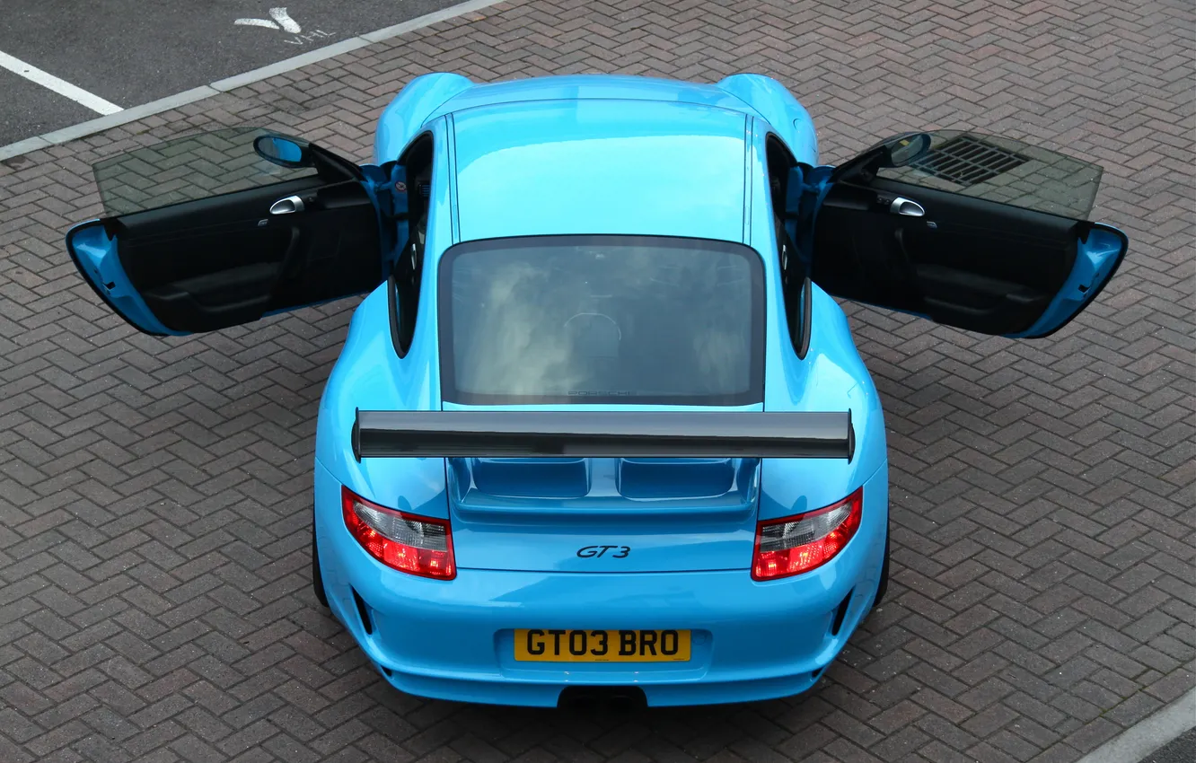Фото обои голубой, купе, Porsche, суперкар, порше, GT3