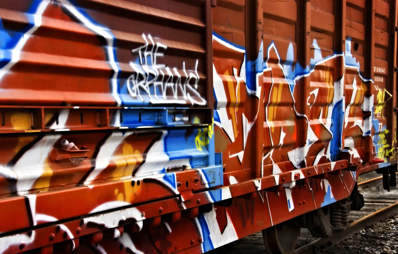 Фото обои граффити, поезд, вагон