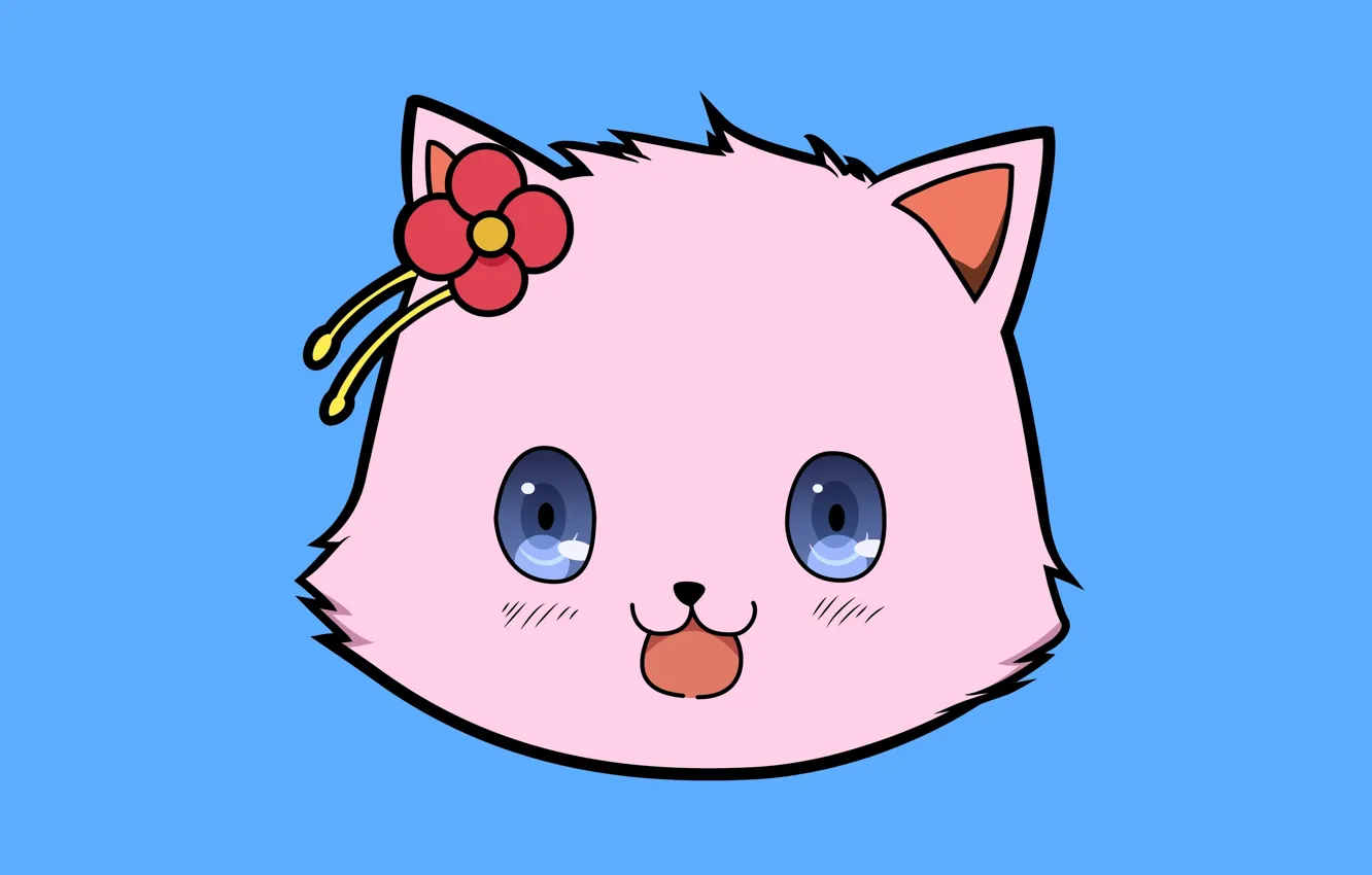 Фото обои kawaii, game, flower, neko, pink, anime, cat, asian