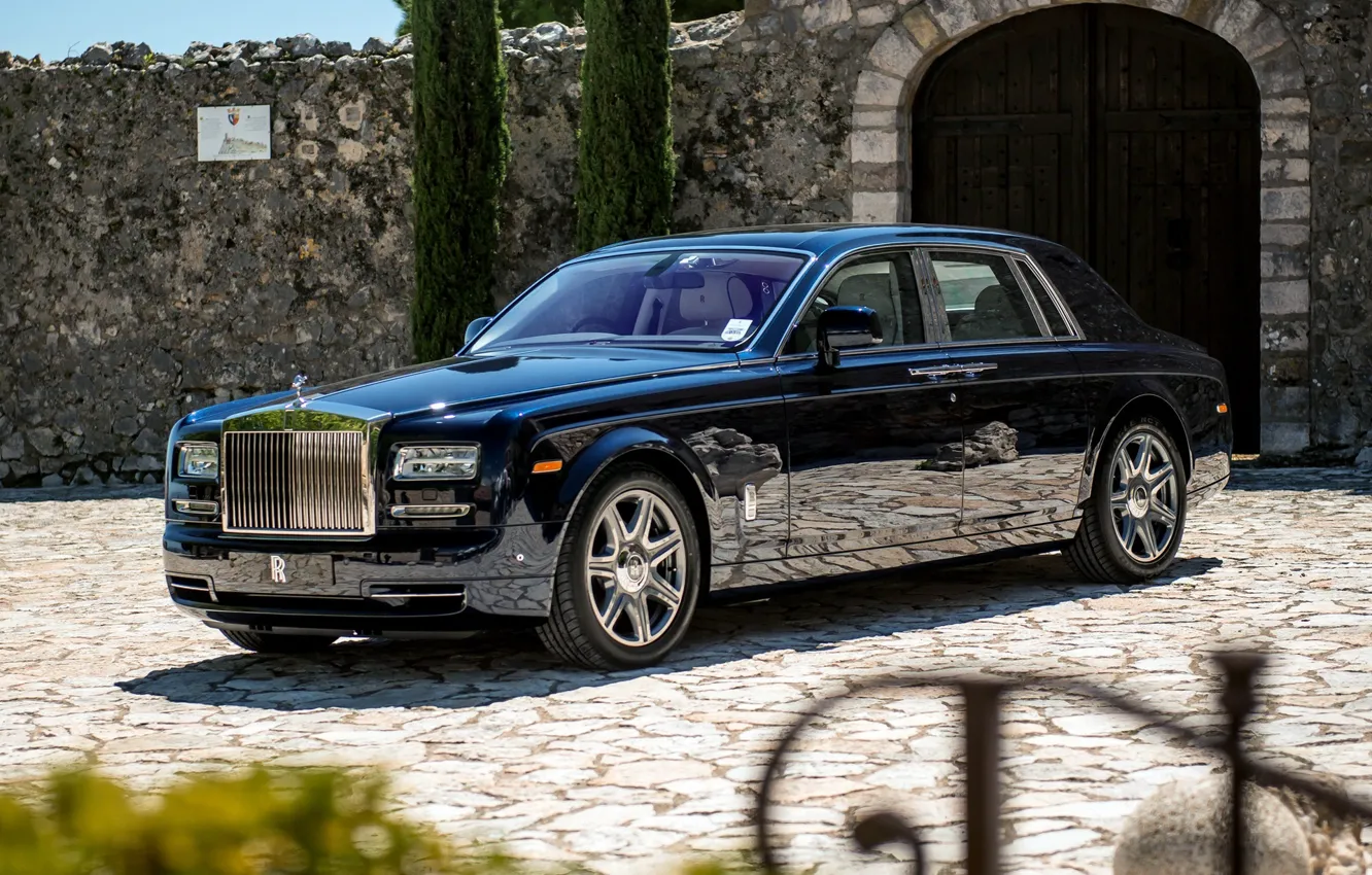 Фото обои Черный, Rolls-Royce, Phantom, Машина, Desktop, Car, 2012, Автомобиль