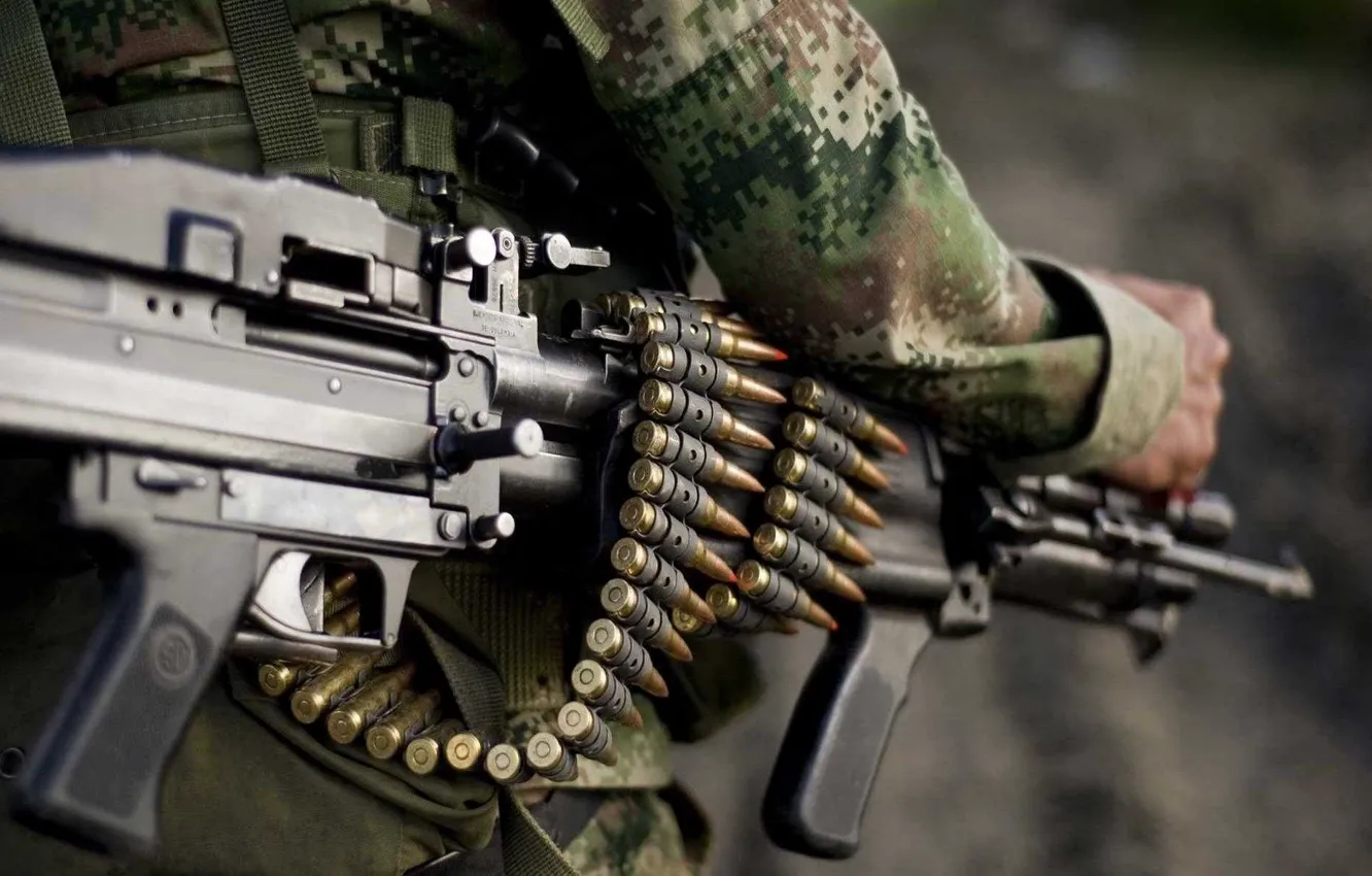 Фото обои gun, soldier, weapon, man, rifle, MAG, uniform, machine gun