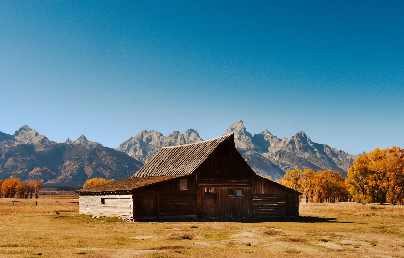 Фото обои House, Nature, Sky, Landscape, Mountain, Trees