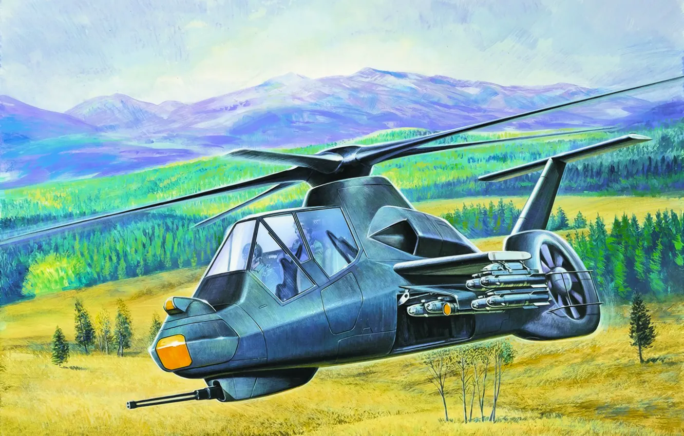 Фото обои war, art, helicopter, painting, RAH-66 Comanche