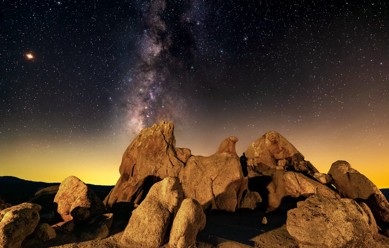 Фото обои ночь, камни, скалы, пустыня