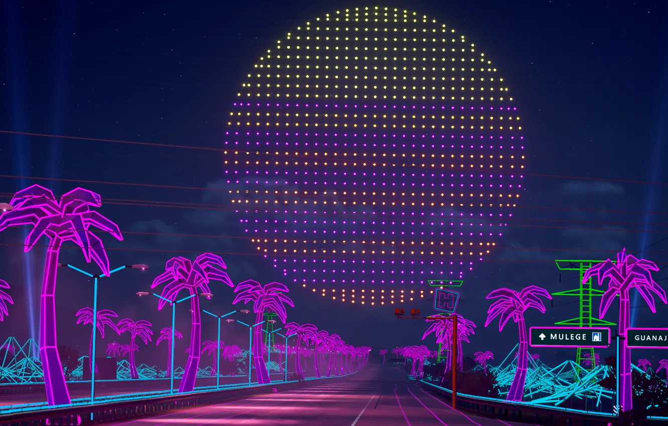Фото обои Horizon, Forza, Retrowave, Форза Горизонт, Synthwave, Синтвейв, Ретровейв, Forza Horizon 5