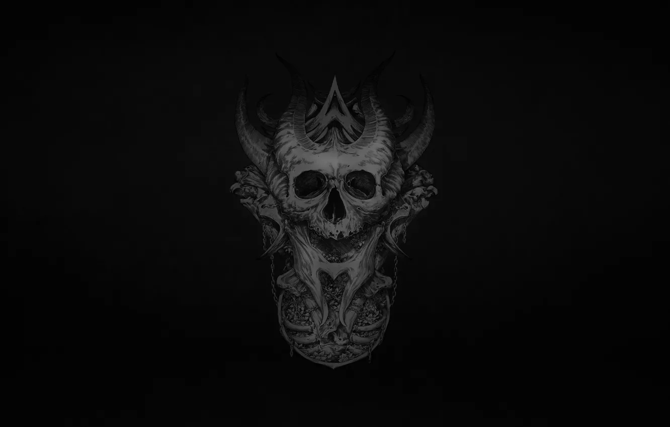 Фото обои Минимализм, Череп, Стиль, Арт, Art, Style, Skull, Dead