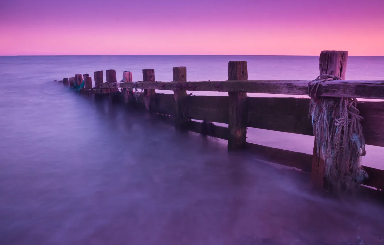 Фото обои океан, рассвет, опоры, England, Seven Sisters Country Park