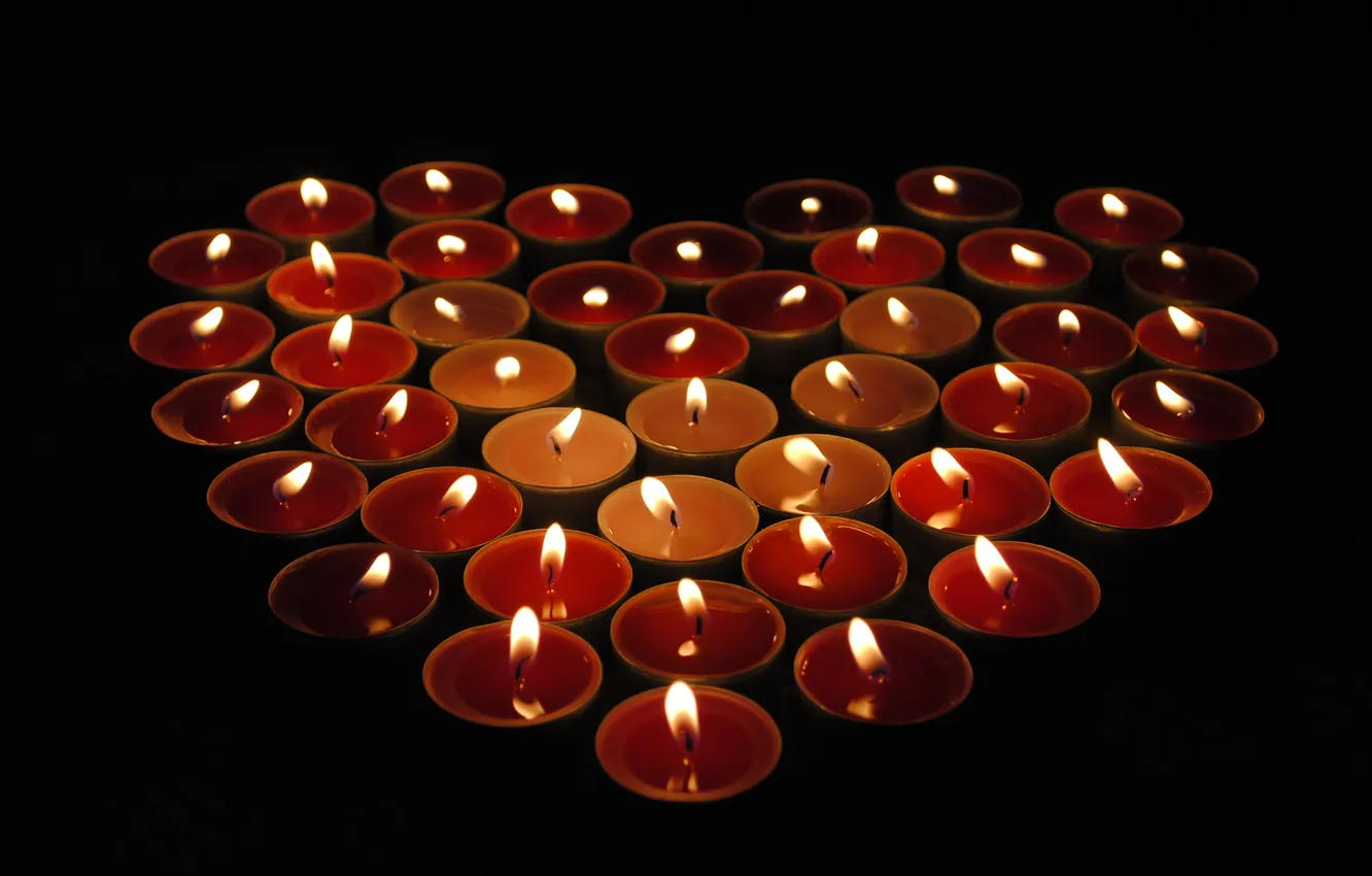 Фото обои огонь, сердце, свеча, свечи, день святого валентина, Свечки