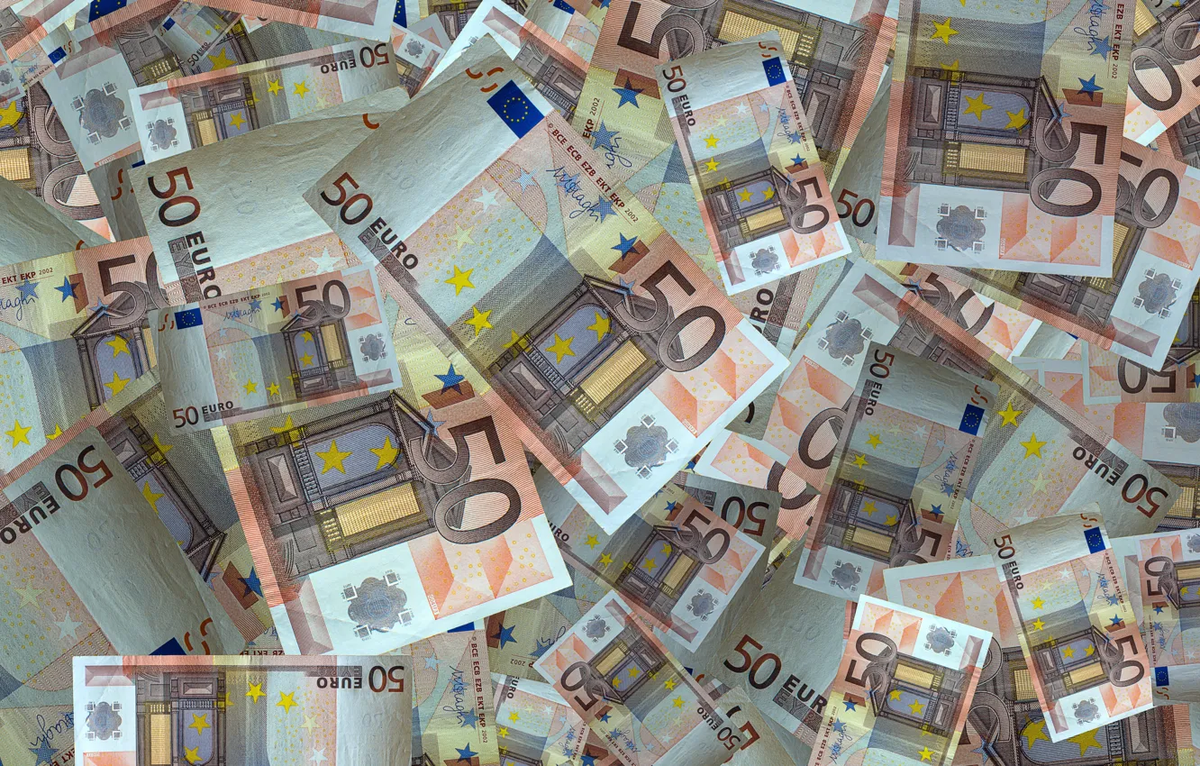 Фото обои Купюры, Деньги, Валюта, Евро, 50, Банкноты, Финансы, Наличные
