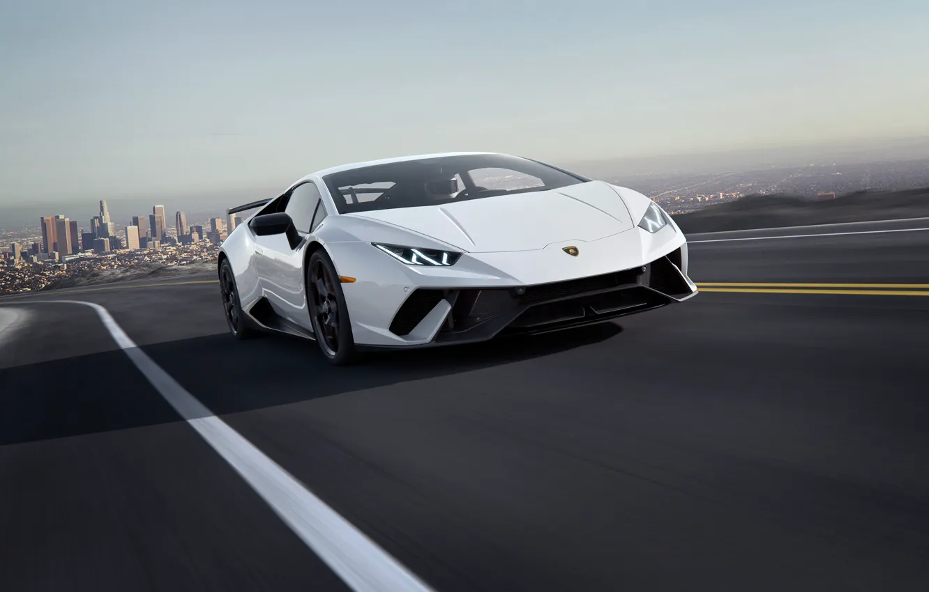 Фото обои скорость, Lamborghini, суперкар, 2018, CGI, Performante, Huracan