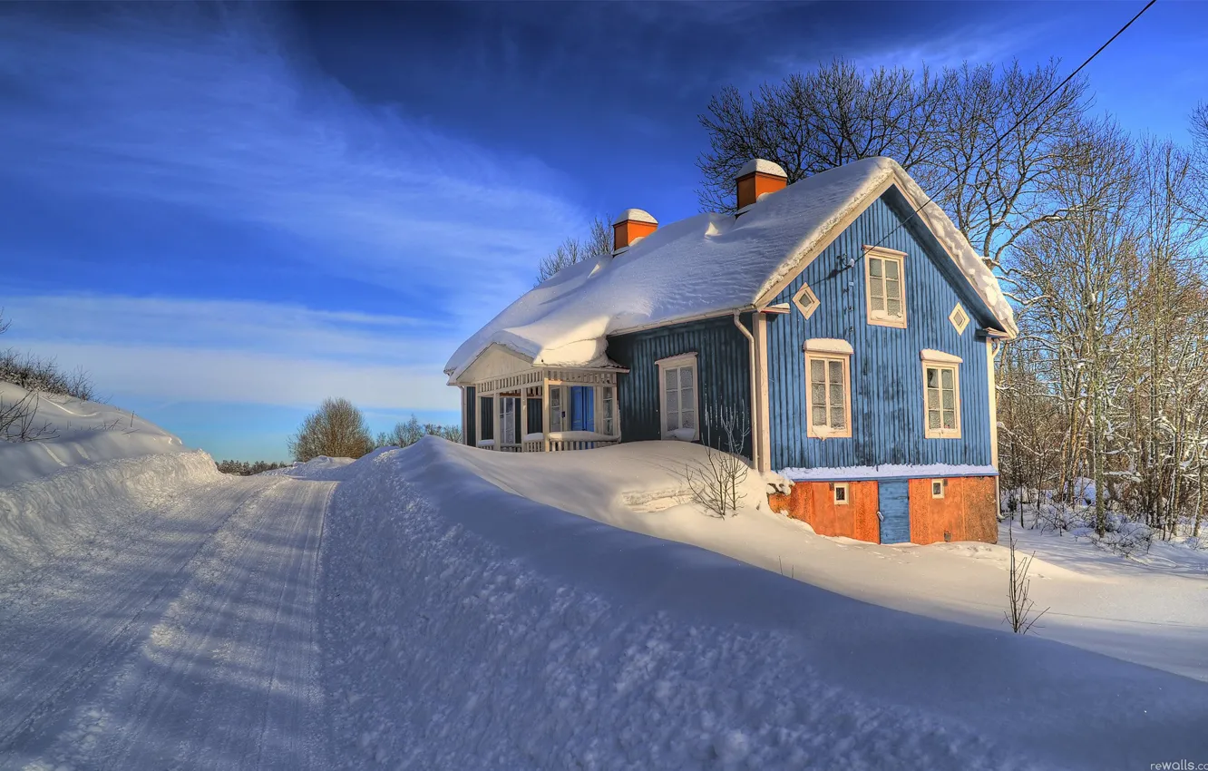 Фото обои house, winter, snow