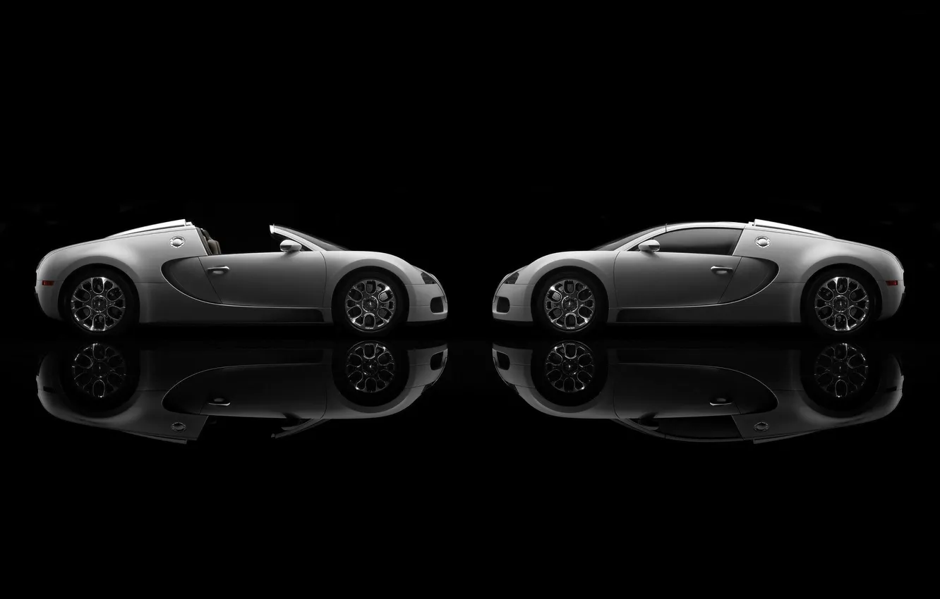 Фото обои отражение, Bugatti, Veyron, Cabrio