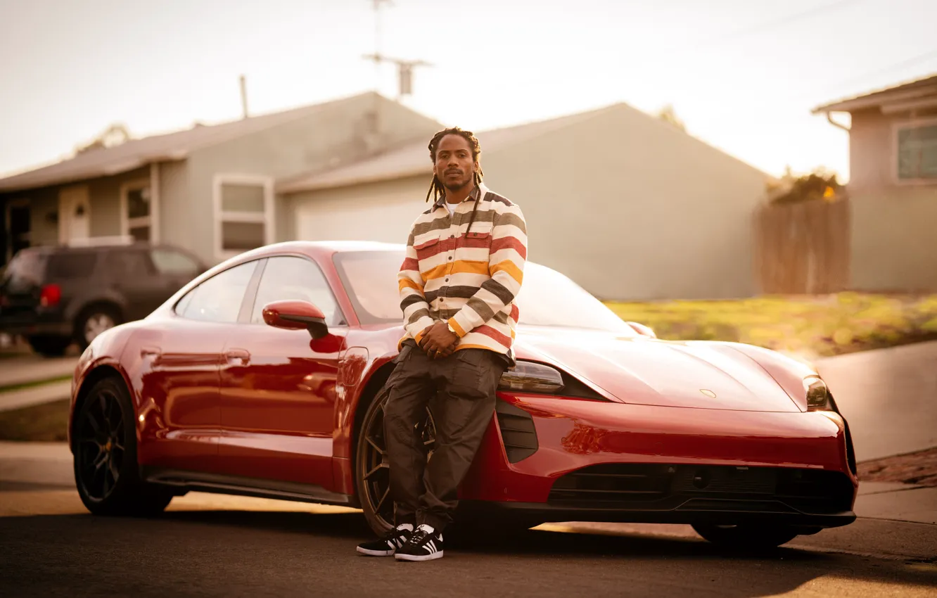 Фото обои rapper, Porsche Taycan, D Smoke