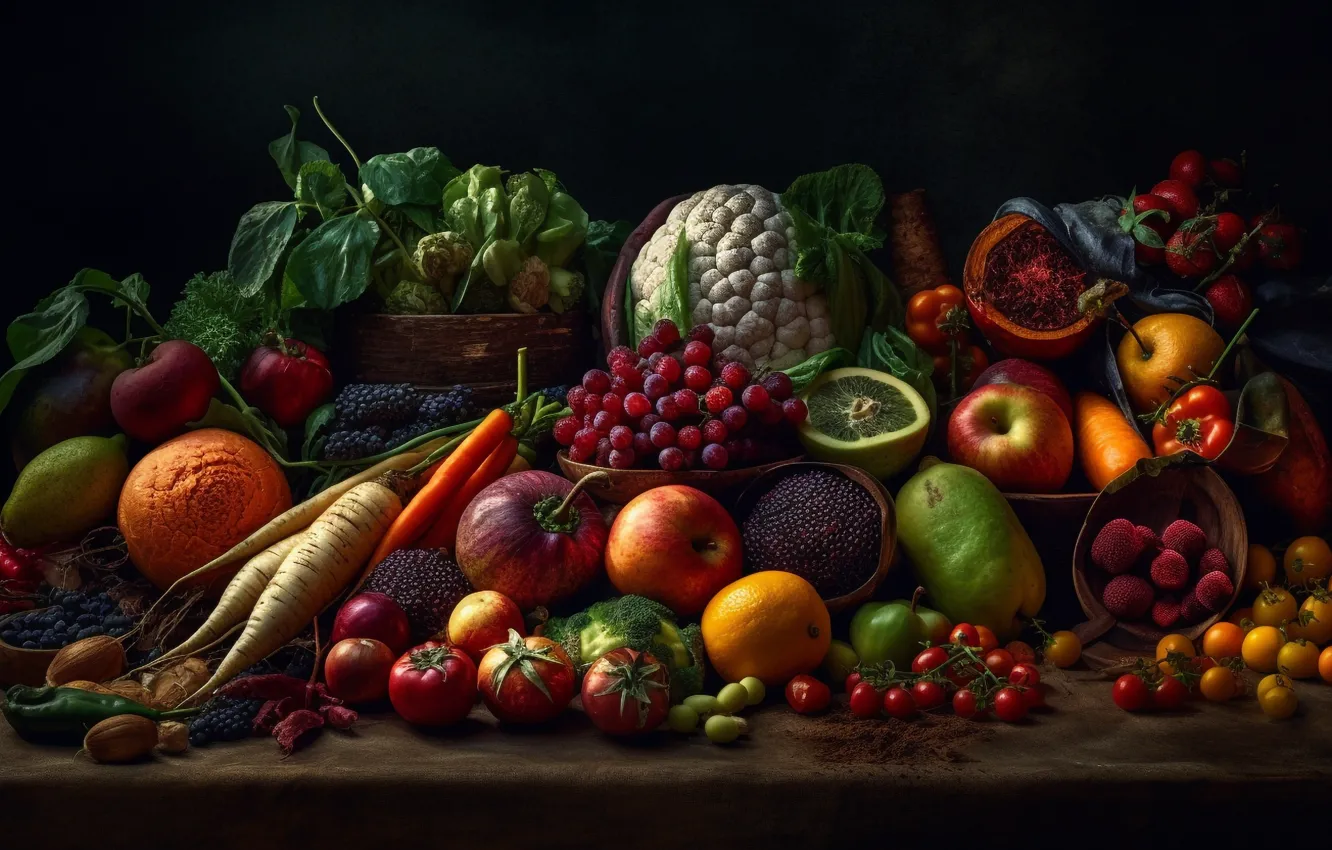 Фото обои ягоды, еда, фрукты, много, разные, вкусно, сочные, ассорти