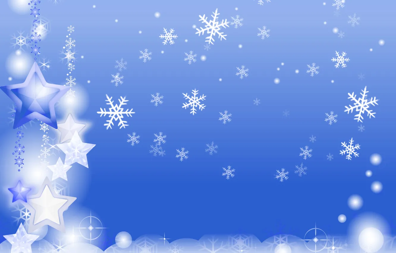 Фото обои зима, снежинки, праздник, новый год, открытка