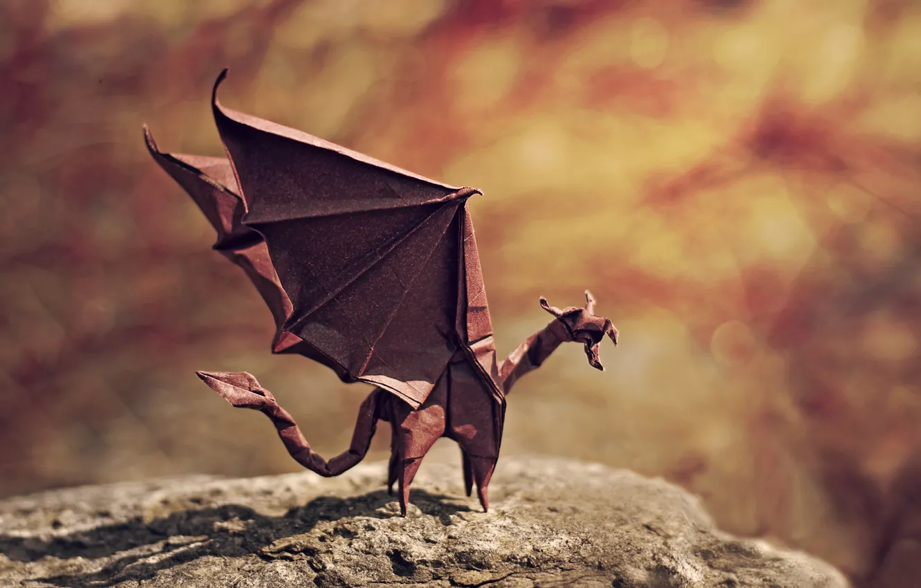 Фото обои дракон, крылья, тень, злой, rock, рок, оригами, wings